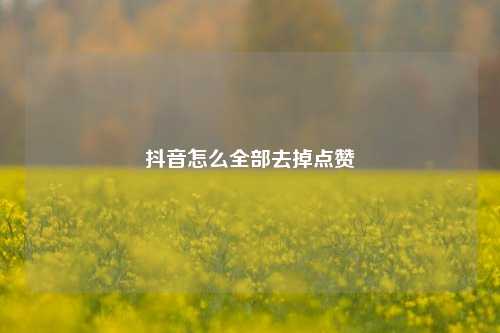 抖音怎么全部去掉点赞